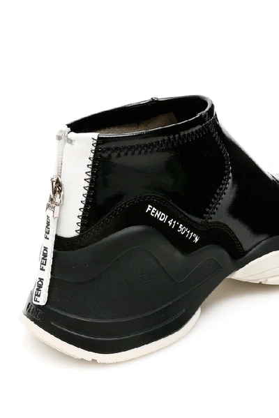 Shop Fendi Logo Glossy Effect High Top Sneakers In Multi