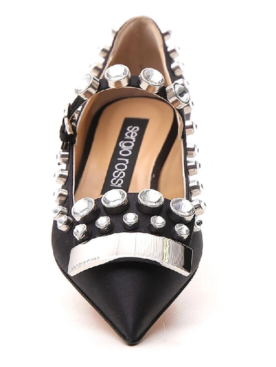 Shop Sergio Rossi Studded Ballerina Flats In Black