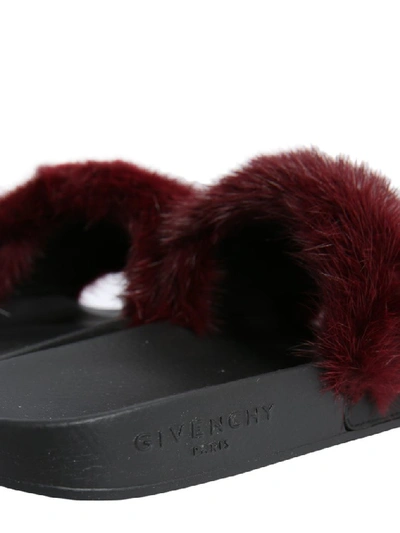 Shop Givenchy Mink Fur Slides In Red