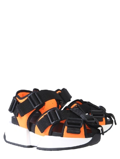 Shop Mm6 Maison Margiela Safety Strap Runner Sandals In Orange