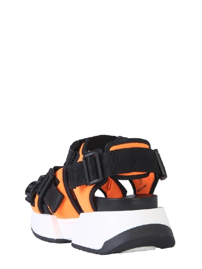 Shop Mm6 Maison Margiela Safety Strap Runner Sandals In Orange