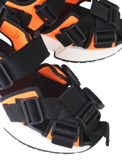 Shop Mm6 Maison Margiela Safety Strap Runner Sandals In Orange