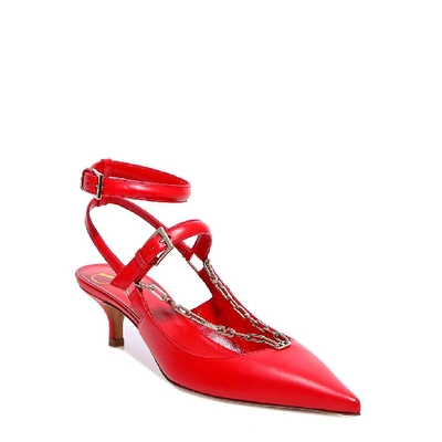 Shop Valentino Chain Detail Pumps In Red
