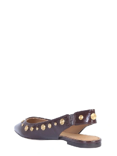 Shop Tory Burch Kira Studded Slingback Flat Shoes In Brown