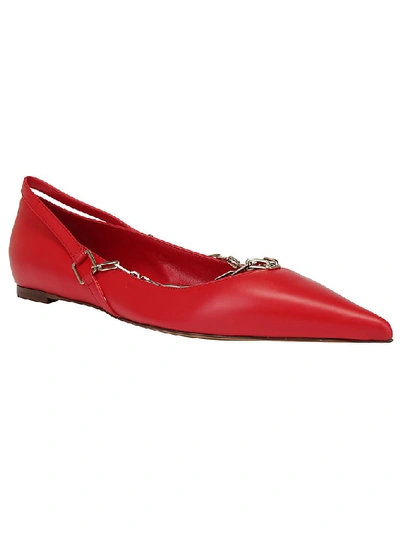 Shop Valentino Garavani Chain Pointed Toe Ballerinas In Red