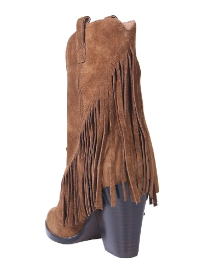 Shop Ash Elison Fringe Detail Boots In Brown