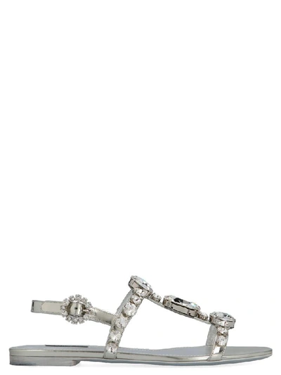 Shop Dolce & Gabbana Jewel Embellished Sandals In Silver