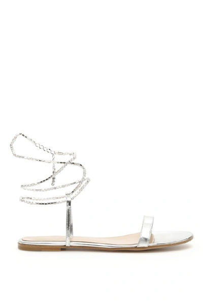 Shop Gianvito Rossi Serena Flat Sandals In Silver