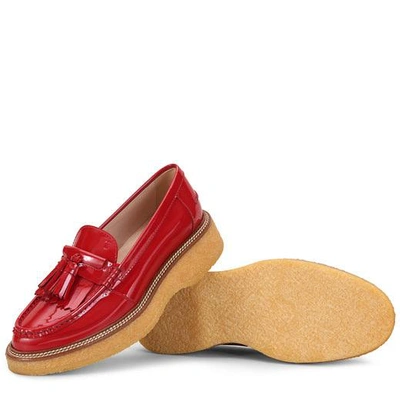 Shop Tod's Platform Sole Loafers In Red