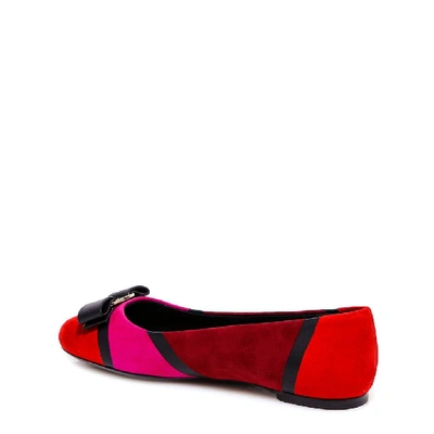 Shop Ferragamo Salvatore  Varina Patchwork Bow Detail Ballerinas In Multi