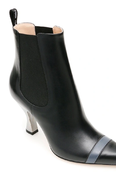 Shop Fendi Pointed Toe Heel Ankle Boot In Black