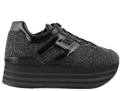 Shop Hogan Glitter Low Top Sneakers In Black