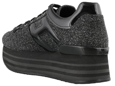 Shop Hogan Glitter Low Top Sneakers In Black