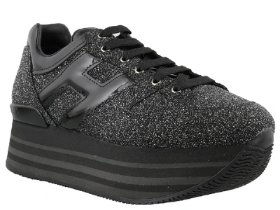 Shop Hogan Glitter Low Top Sneakers In Black