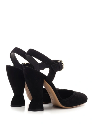 Shop Ferragamo Salvatore  Scuptural Heel Sandals In Black