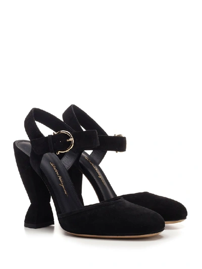 Shop Ferragamo Salvatore  Scuptural Heel Sandals In Black