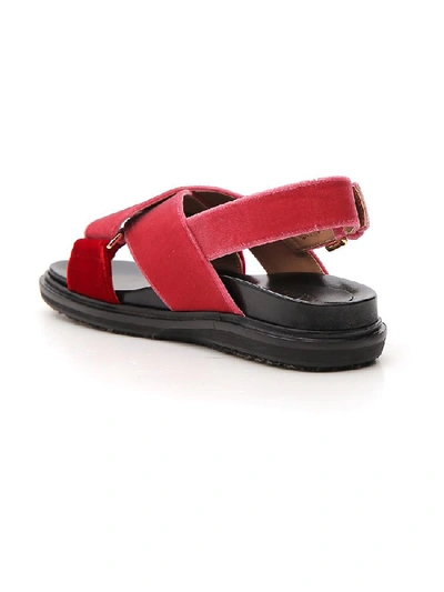 Shop Marni Crossover Ankle Strap Sandals In Red