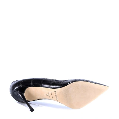 Shop Sergio Rossi Croc Effect Pointed Toe Pumps In Black