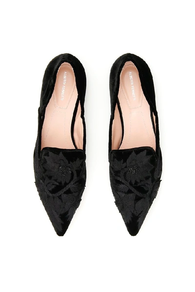 Shop Alberta Ferretti Pointed Toe Ballerinas In Black