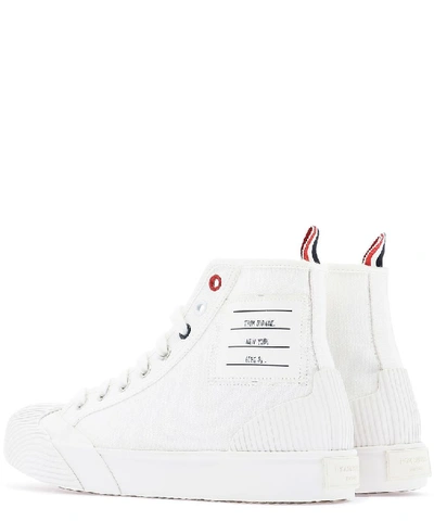 Shop Thom Browne Vulcanized High-top Sneakers In White