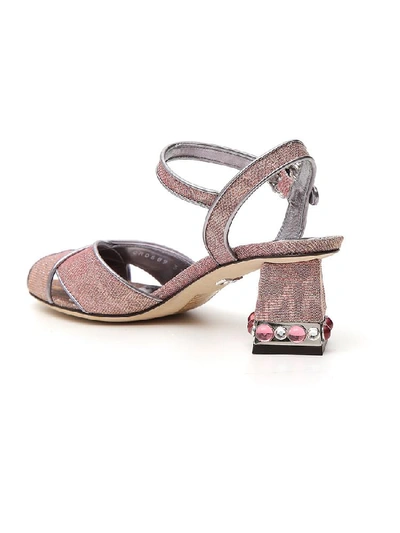 Shop Dolce & Gabbana Jewelled Heel Sandals In Pink