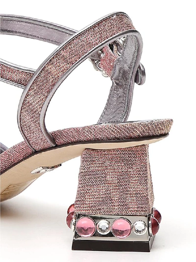 Shop Dolce & Gabbana Jewelled Heel Sandals In Pink