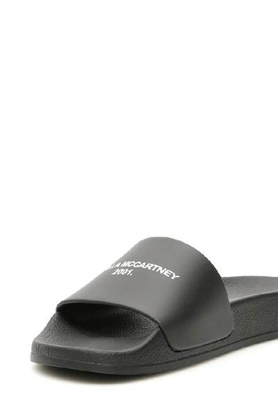 Shop Stella Mccartney Logo Slides In Black