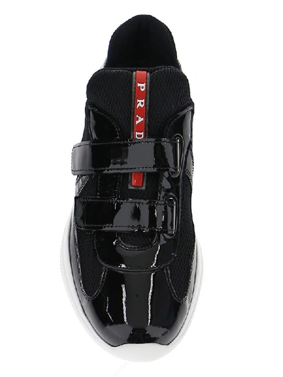 Shop Prada Velcro Strap Contrasting Panelled Sneakers In Multi