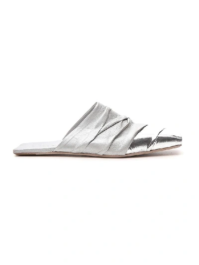 Shop Rick Owens Square Toe Mules In Silver