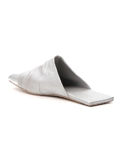 Shop Rick Owens Square Toe Mules In Silver