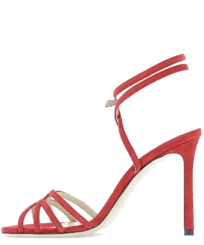 Shop Jimmy Choo Mimi 100 Ankle Strap Sandals In Red