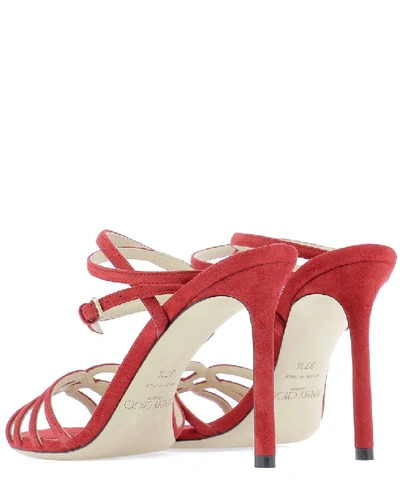 Shop Jimmy Choo Mimi 100 Ankle Strap Sandals In Red