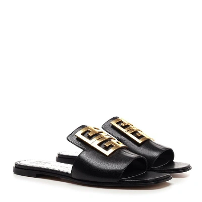 Shop Givenchy 4g Logo Buckle Slides In Black