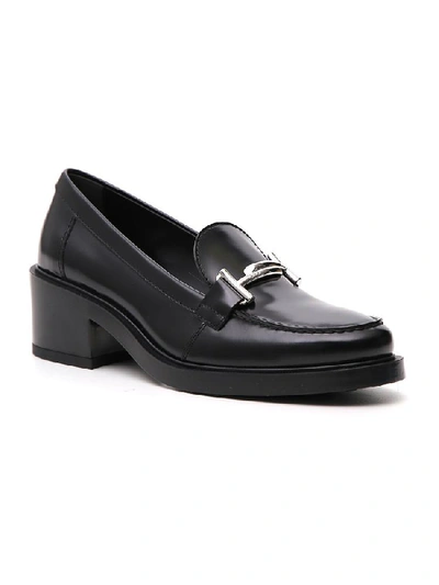 Shop Tod's Block Heel Loafers In Black
