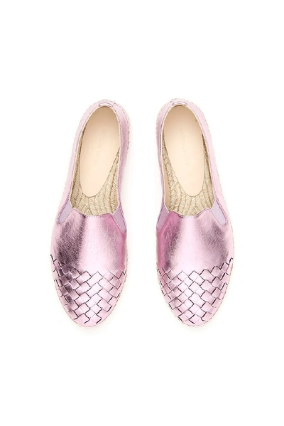 Shop Bottega Veneta Woven Detail Espadrilles In Pink