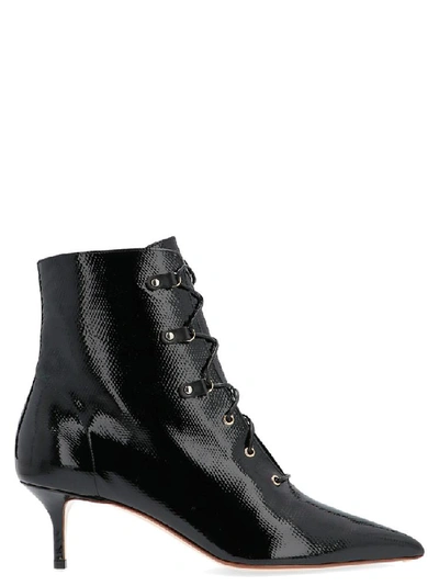 Shop Francesco Russo Pointed Toe Lace Up Ankle Boots In Black
