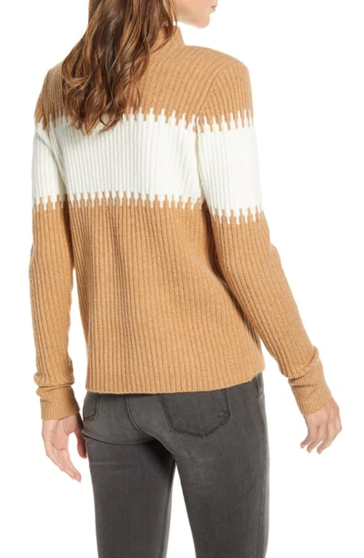 Shop French Connection Sophia Stripe Rib Sweater In Camel-white