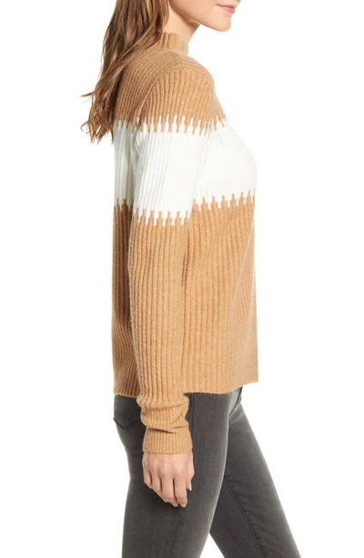 Shop French Connection Sophia Stripe Rib Sweater In Camel-white