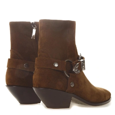 Shop Saint Laurent Buckled Ankle Boots In Brown