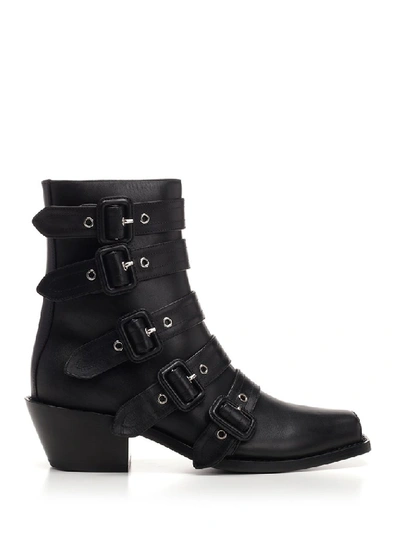 Shop Burberry Buckled Detail Ankle Boots In Black