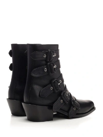 Shop Burberry Buckled Detail Ankle Boots In Black
