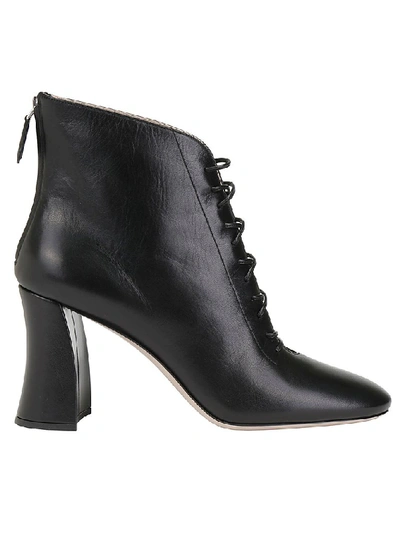 Shop Miu Miu Lace Up Ankle Block Heel Boots In Black