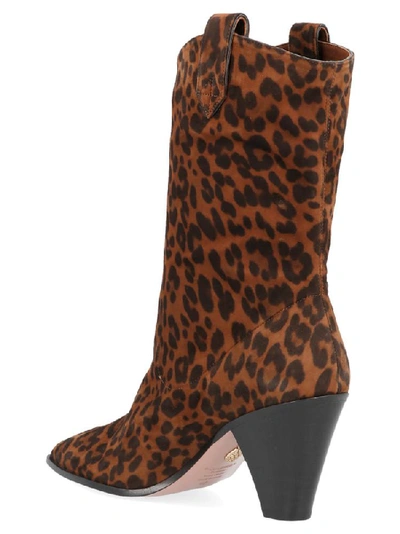 Shop Aquazzura Boogie Cowboy Leopard Print Ankle Boots In Brown