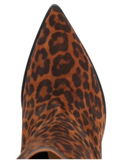 Shop Aquazzura Boogie Cowboy Leopard Print Ankle Boots In Brown