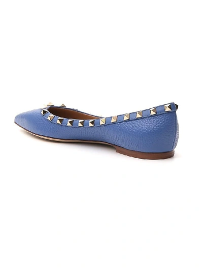 Shop Valentino Garavani Rockstud Ballerina Flat Shoes In Blue