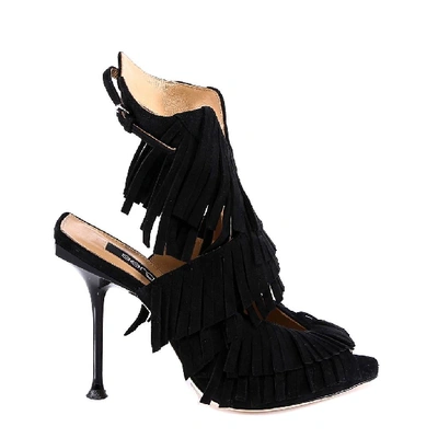 Shop Sergio Rossi Fringed Sandals In Black
