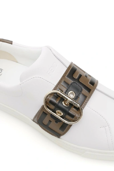 Shop Fendi Ff Buckled Low Top Sneakers In Multi