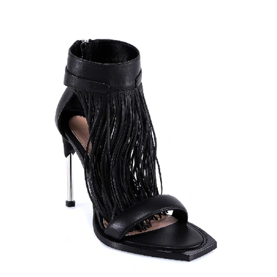 Shop Alexander Mcqueen Fringe Sandals In Black