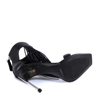 Shop Alexander Mcqueen Fringe Sandals In Black