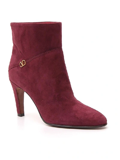 Shop Valentino Garavani Vlogo Ankle Boots In Red